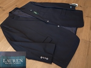 未使用 タグ付き RALPH LAUREN ラルフローレン ウール オールシーズン ２釦 黒 ブレザー テーラード ジャケット 銀釦 52R 8XL 相当 