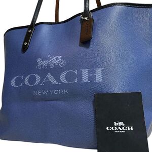 1円～【入手困難品】定価12万円 コーチ COACH トートバッグ ビジネスバッグ ブリーフケース A4 2way レザー メンズ レディース ネイビー