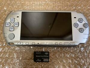即決! SONY PSP プレイステーションポータブル 3000 本体 シルバー メモリースティック 4GB セット