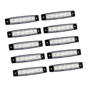 24V LED 6発 サイドマーカー 白 ホワイト 10個 フラット 角型 9mm 薄型マーカー トラック 車高灯 車幅灯 路肩灯 ワークライト デイライト