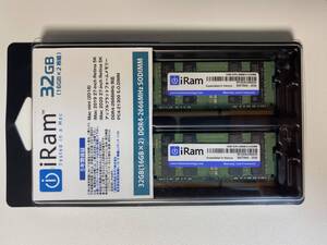 iRAM MAC用増設メモリ 32GB(16GBx2枚組） PC4-21300 DDR4-2666MHz SODIMM 