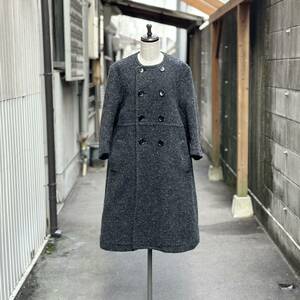 14aw 2014 美品 tricot COMME des GARCONS トリコ コム デ ギャルソン ノーカラー ダブル Aライン コート COAT グレー 系 サイズ M