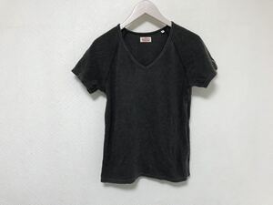 本物ハリウッドランチマーケットHRMコットンVネック半袖Tシャツメンズビジネススーツアメカジサーフ2Mグレー日本製