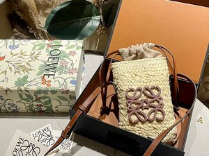 ★美品★ロエベ LOEWE バッグ レディース カゴバッグ かごバッグ わら編み ショルダー ミニポーチ 