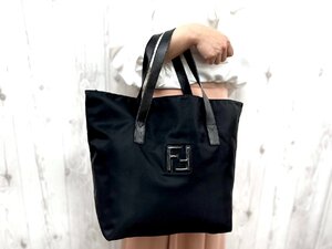 極美品 FENDI フェンディ トートバッグ ショルダーバッグ バッグ ナイロン×レザー 黒 A4収納可 メンズ 78094