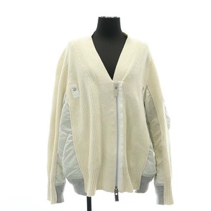 サカイ sacai 22AW Wool Knit x Nylon Twill Cardigan ニット×ナイロン ブルゾン ジャケット ジップアップ 切替 3 白 グレー ホワイト /HK