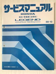 P02-12 /　整備書　ホンダ　レジェンド　２ドアハードトップ　サービスマニュアル　1988年10月　構造・整備編（追補版）