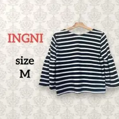 INGNI【M】フレアスリーブカットソー Vネック 体型カバー クロップド丈