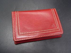 ■美品■ LAUREN RALPH LAUREN ローレンラルフローレン レザー カードケース カード入れ パスケース 定期入れ ボルドー系 DG7582