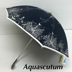 新品52600 アクアスキュータムAquascutum＊ネイビー紺 ロンドンガール サマーシールド1級遮光晴雨兼用折日傘雨傘 遮蔽遮光UVプチパラ日本製