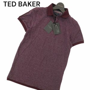 【新品 未使用】 TED BAKER テッドベーカー 春夏 切替 半袖 ポロシャツ Sz.1　メンズ ボルドー トルコ製　A4T05489_5#A