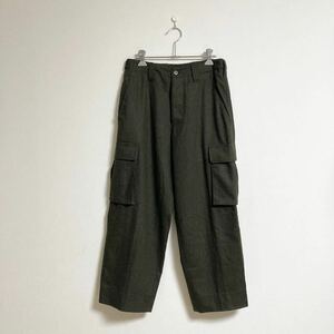 美中古 USA製 パープルレーベル◆RALPH LAUREN PURPLE LABEL◆ウール カーゴパンツ モスグリーン 4 ラルフローレン ワイドパンツ L