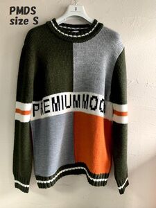 【最大値下げ】P.M.D.S. PREMIUM MOOD DENIM SUPERIOR　切替ラウンドネックセーター　マルチカラー　サイズS 参考29,700円