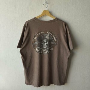 90s vintage　ビンテージ　　プリントTシャツ　半袖　スカル　パイレーツ　アメリカ　USA　ブラウン　バックプリント