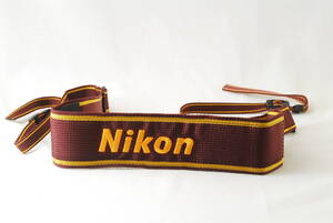 ☆新品☆Nikon ニコン カメラ ストラップ えんじ×黄色(イエロー) 刺繍文字 幅広 5cm幅 フィルムカメラ ショルダー ネック camera strap☆