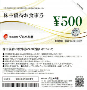 【送料込】グルメ杵屋　株主優待お食事券10,000円分