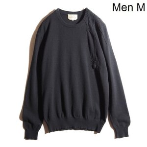 M4535P　▼HERMES エルメス▼　14AW スパイダーモチーフ カシミヤニット ブラック M / カシミア 蜘蛛 クモ 黒 秋冬 rb mks