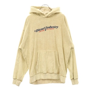 DIESEL ディーゼル 22AW パイル ロゴ プルオーバー パーカー アイボリー S-UMMERRY