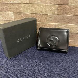 箱付き GUCCI グッチ 財布 ブラック カードケース ロゴ