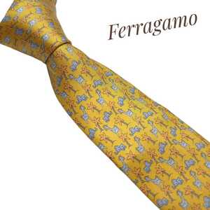 Salvatore Ferragamo フェラガモ ネクタイ ハイブランド 高級 黄 イエロー 859