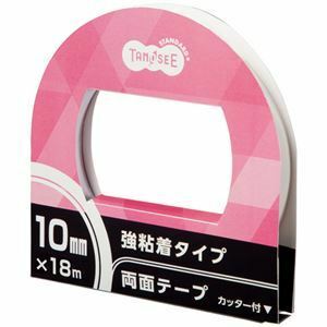 【新品】（まとめ）TANOSEE 両面テープ 強粘着タイプ カッター付 10mm×18m 1巻 【×30セット】