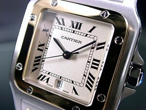 綺麗 CARTIER カルティエ サントス ガルベ 18金/SS LM 187901 Cal.087 アイボリー メンズ 保証書 鑑定済