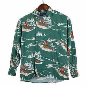 Ralph Lauren ラルフローレン デザイン長袖シャツ ノルディック柄 アニマル ポケット グリーン (キッズ 4) 中古 古着 O4025