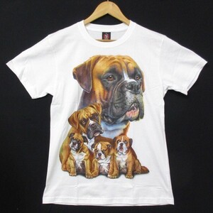 【送料無料】【新品】半袖Tシャツ 犬 イヌ 子犬 DOG ボクサー 白 Sサイズ ■管理番号L18196SSA18-180322-35-3