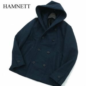 HAMNETT キャサリン ハムネット 秋冬 メルトン ウール★ フーディー ダブル ジャケット コート Sz.M　メンズ　A3T14377_B#N