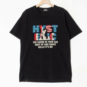 【1円スタート】メール便○ HYSTERIC GLAMOUR ヒステリックグラマー 前プリント半袖Tシャツ 丸首 コットン100％ 黒 ブラック M 日本製