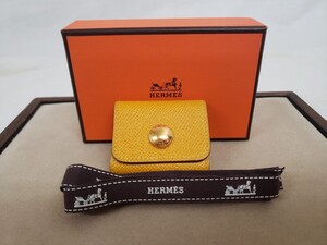 【本物鑑定済】美品 HERMES エルメス 手帳カバー アラジフ ヴォーエプソン イエロー 黄色 ミニメモカバー ポストイットケース 共箱