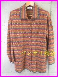 3111b9◆良品です◆イタリア製◆MISSONI ミッソーニ 総柄 ウールニットジャケット カーディガン 42/セーター/コート/ジャケット/レディース