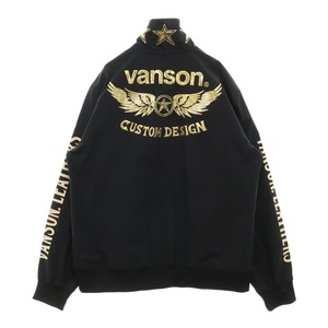 VANSON バンソン 胸ロゴ ジップアップ バックデザイン ナイロンジャケット ブラック/ゴールド