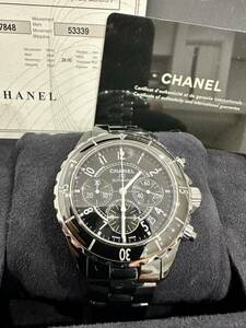 新品同様フルコマ　CHANEL J12 H0940 メンズ高級腕時計　自動巻　クロノグラフ シャネル　ギャラ　冊子付属