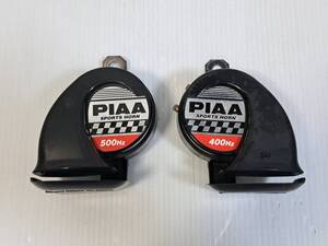 PIAA　SPORTS　HORN　スポーツホーン　500Hz　400Hz　2個セット　黒色　警報機　クラクション　動作確認済み　良品