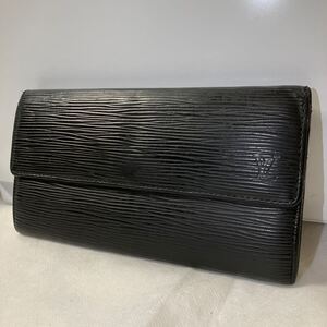 【良品】 LOUIS VUITTON ルイヴィトン 長財布 ポルトフォイユ サラ エピ ブラック系 シリアルあり M63742