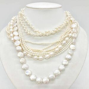 ■淡水パールネックレス5点おまとめ■j重量約178g 淡水真珠 真珠 本真珠 pearl Pearl necklace accessory DA0