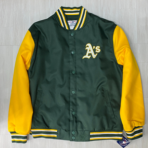 USA正規品 【M】 JHデザイン MLB オークランド アスレチックス As Athletics メジャーリーグ スタジアムジャンパー スタジャン 緑 黄色