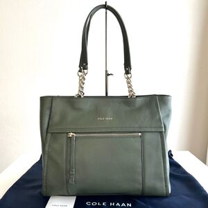 COLE HAAN コール ハーン チェーン レザー トート ショルダー バッグ モス グリーン 15137