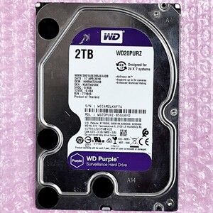 【正常判定】WD Purple 2TB / 3.5インチSATA HDD / WD20PURZ (使用時間/37640時間)