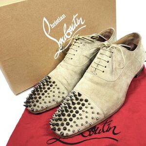 【ルブタン】本物 Louboutin 靴 28cm スパイク スタッズ カジュアルシューズ ビジネスシューズ 内羽根式 スエード 紳士 メンズ 伊製 43 箱