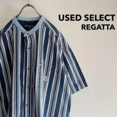 【SALE】“REGATTA” Band Collar Stripe Shirt