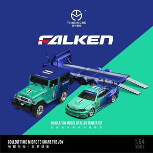 1/64 timemicro 日産　GTR r34 +トレーラー　Tralier + FJ40 FALKEN ファルケン　セット