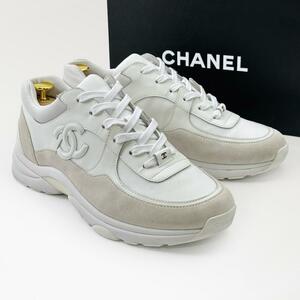 ★美品★シャネル スニーカー ココマーク トレーナーズ ランナー 白 メンズ CHANEL メンズ 白 スニーカー ランニング スウェード G33746