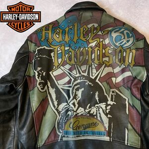 HARLEY-DAVIDSON ハーレーダビッドソン ライダースジャケット ブラック バイカー　牛革　L ライダー　革ジャン