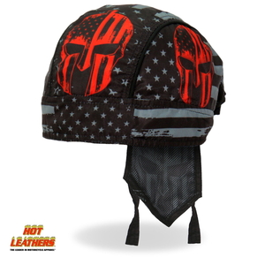 Hot Leathers ヘッドラップ 黒 赤 星条旗 兜 Warrior Headwrap バンダナ ヘルメットインナー サイズフリー 米国直輸入 ホットレザー バイク