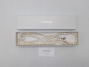 送料無料 クリニーク CLINIQUE ロングパールネックレス 真珠 ペンダント 首飾り 装飾品 ホワイト WHITE 白