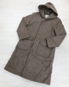 1685〓 BEAMS BOY ビームスボーイ フーデッドロングコート レディース サイズ不明 グレージュ コート シングルブレスト アウター フーディ 