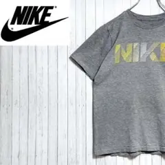 NIKE ナイキ　Tシャツ　ビッグロゴ　グレー　ビッグプリント　古着女子　L