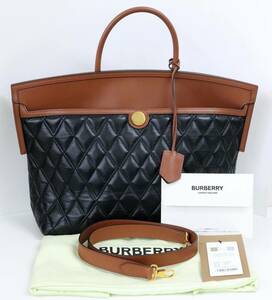 未使用★BURBERRY LONDON ENGLAND バーバリー ロンドン ハンドバッグ ソサエティ ラムスキン Burberry 2way レザーバッグ◎4925-4